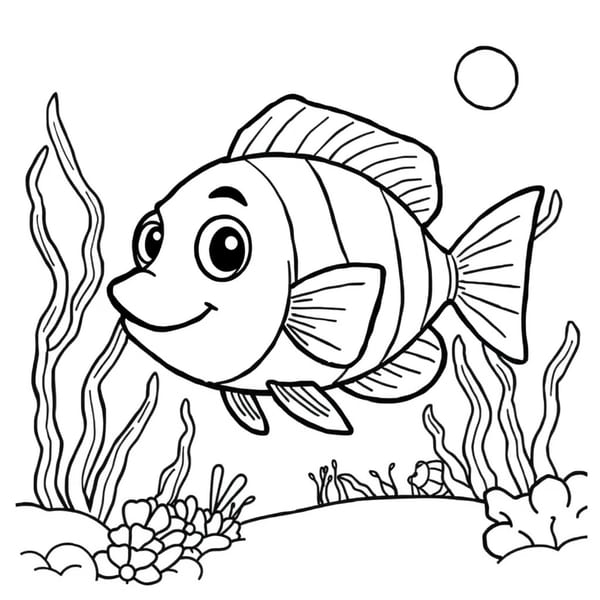 Desenho de peixes para colorir para imprimir e colorir - imagem 9