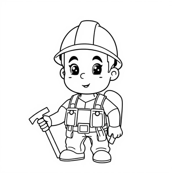 desenho para Colorir Dia do Trabalho Educação Infantil bombeiro fofo