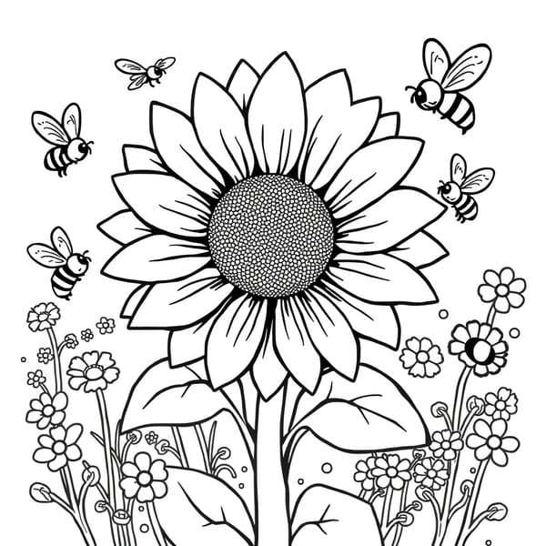 Desenhos de girassol para colorir para imprimir e colorir - imagem 5